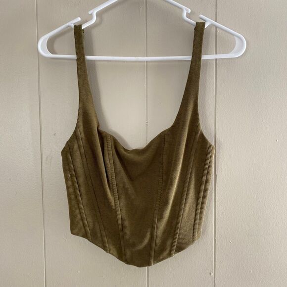 Bittersweet Olive Green Ribbed Corset Tank Top Women’s Size Small - Picture 1 of 8